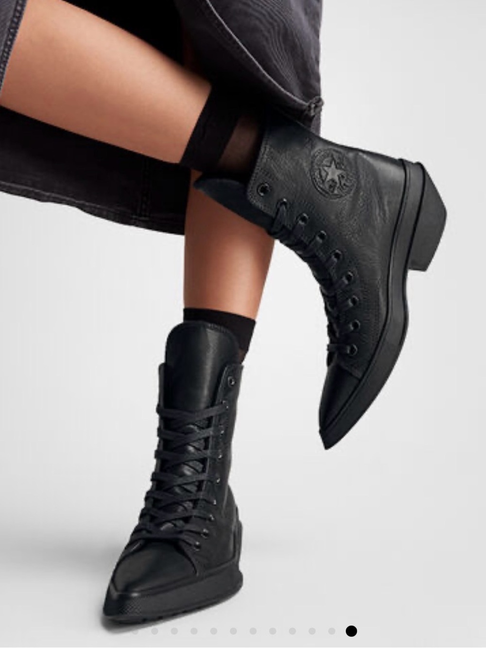 Converse Black Leather De Luxe Pointed Ankle Boots